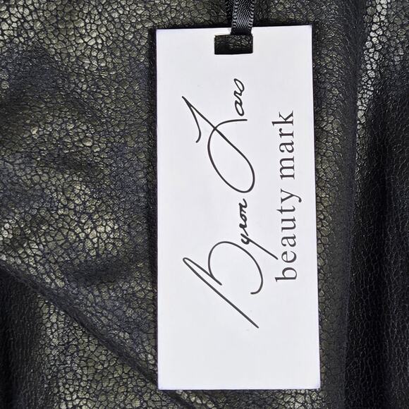 Byron Lars Beauty Mark Black Faux Leather Dress 2 NWT Sculpted Sheath - Picture 7 of 10